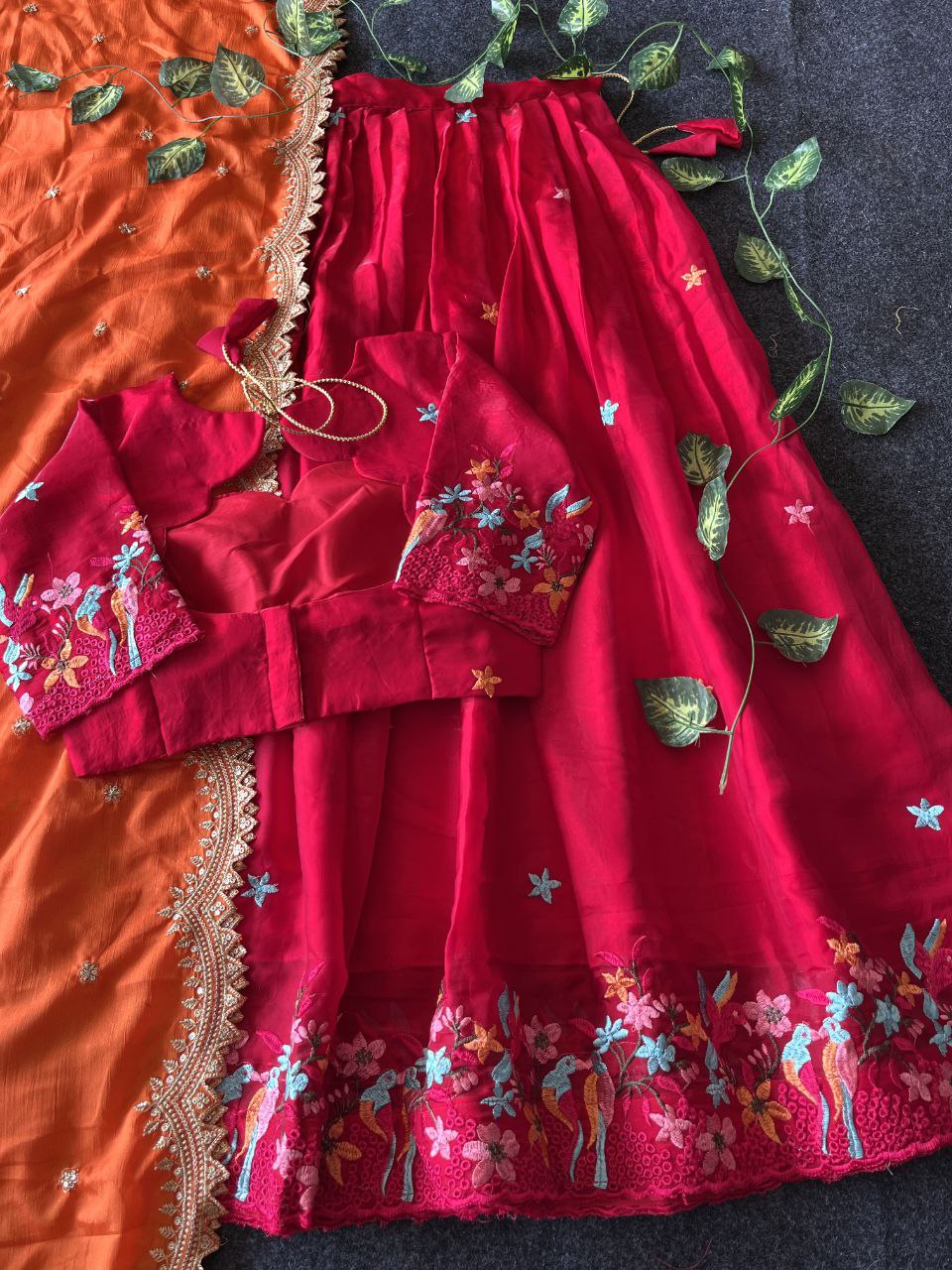 🕊️ Birdsong Royale – Exclusive Thread Embroidery Lehenga Set 🕊️