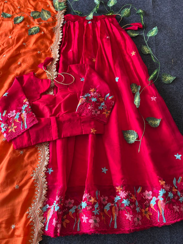 🕊️ Birdsong Royale – Exclusive Thread Embroidery Lehenga Set 🕊️