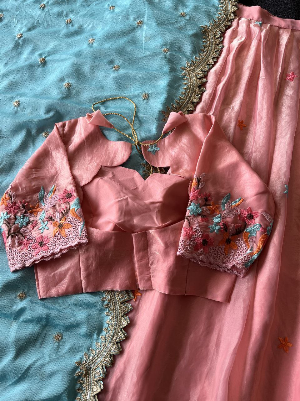 🕊️ Birdsong Royale – Exclusive Thread Embroidery Lehenga Set 🕊️
