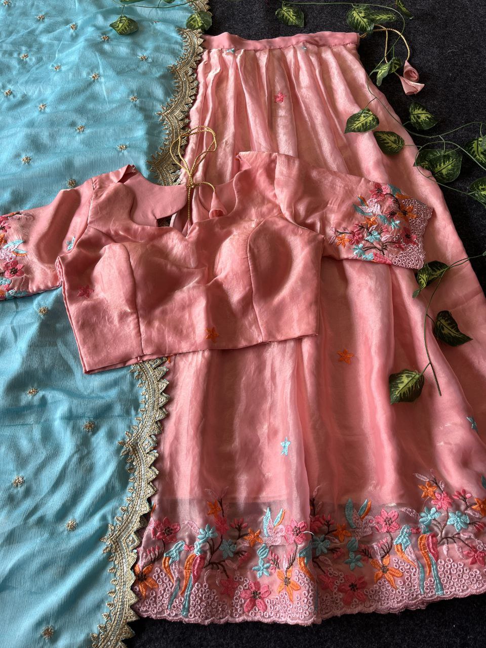 🕊️ Birdsong Royale – Exclusive Thread Embroidery Lehenga Set 🕊️