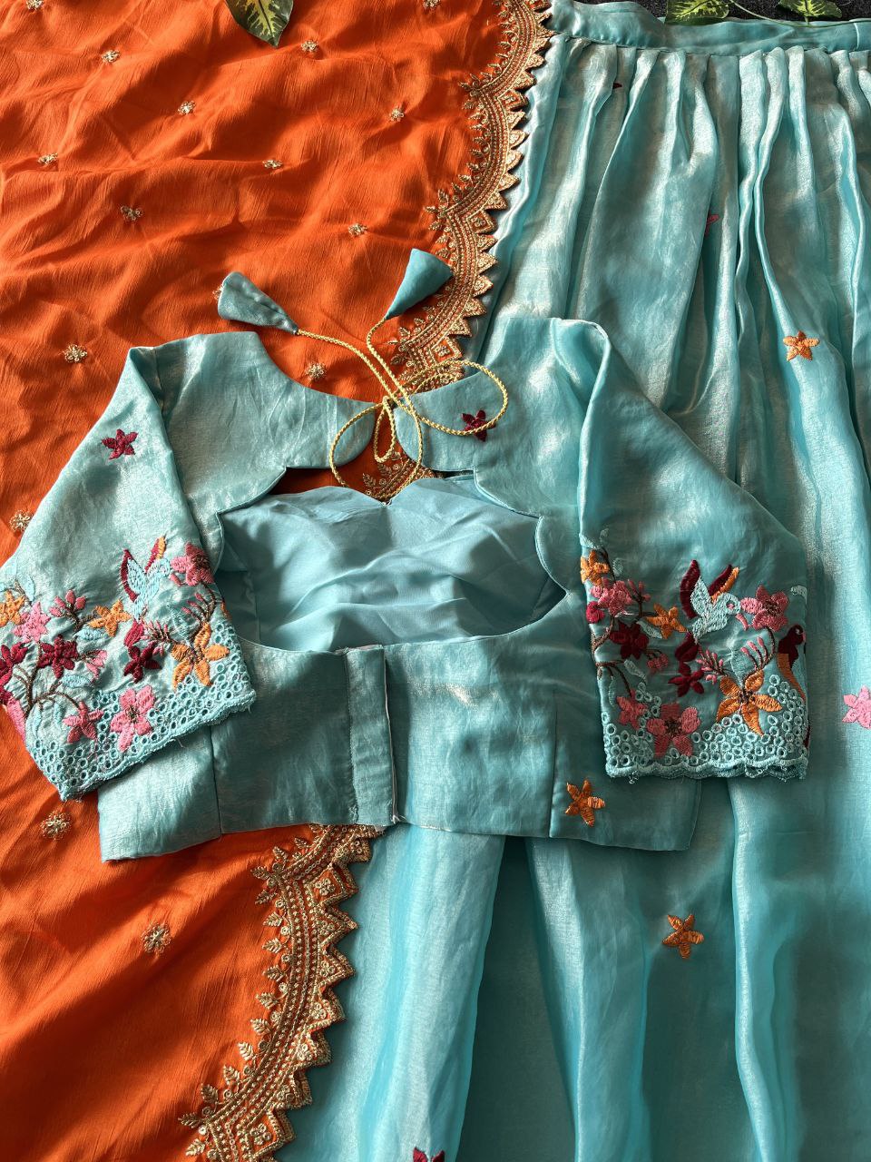🕊️ Birdsong Royale – Exclusive Thread Embroidery Lehenga Set 🕊️
