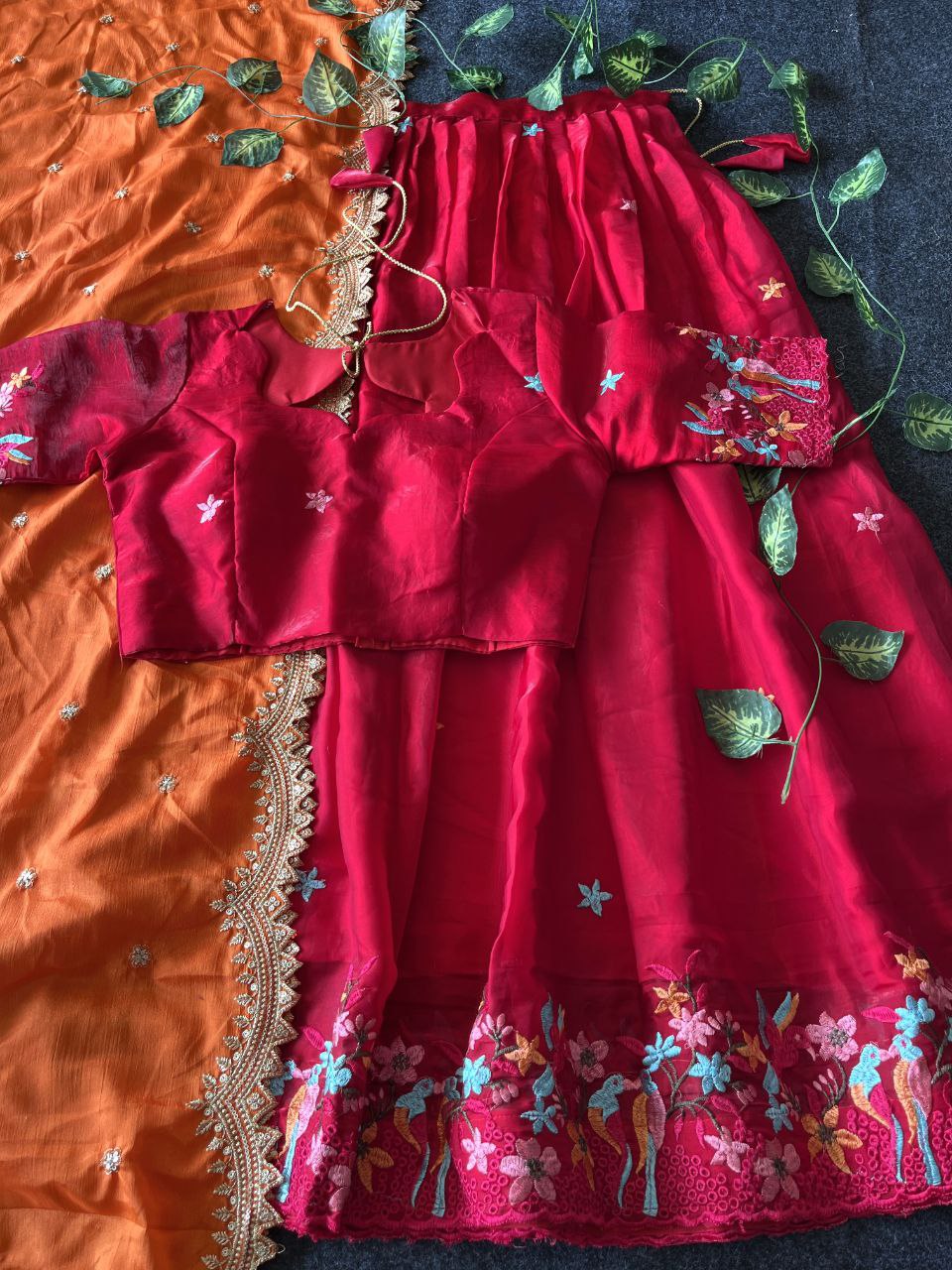 🕊️ Birdsong Royale – Exclusive Thread Embroidery Lehenga Set 🕊️