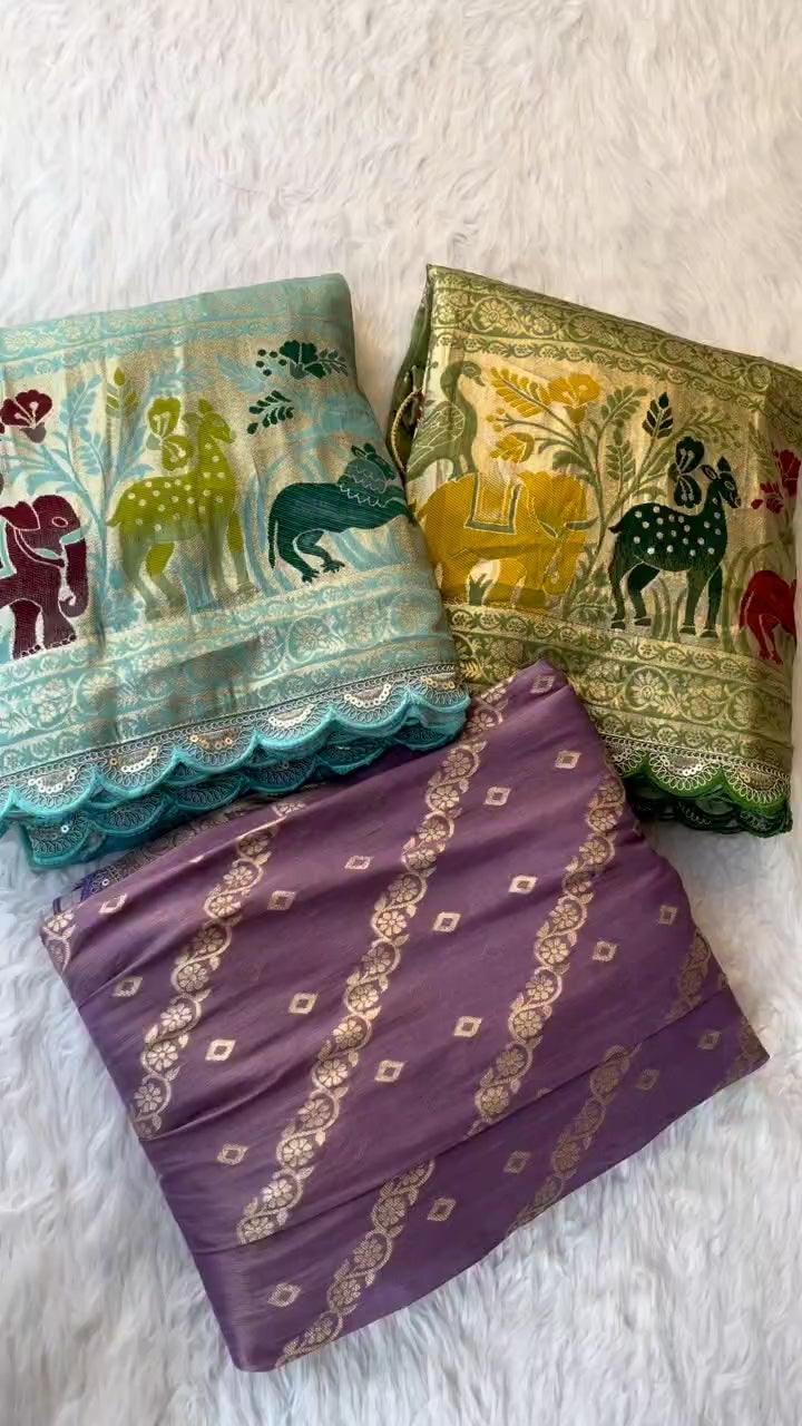 Designer Animal Motif Lehenga Set with Bandhej Dupatta & Paithani Blouse
